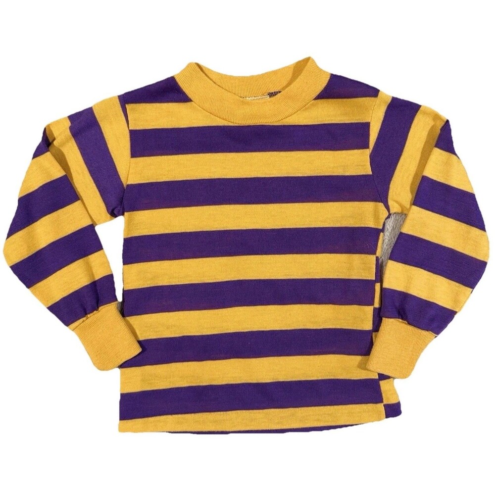 Vintage 80s Andover TOGS Purple & Yellow Striped Shirt Boys 3T USA MADE Grunge